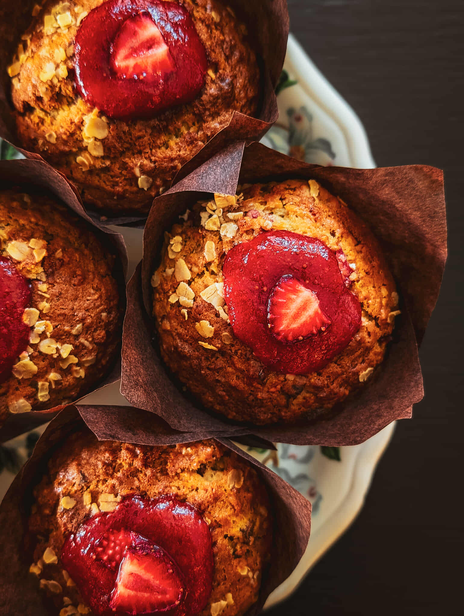 Muffins fraises rhubarbe