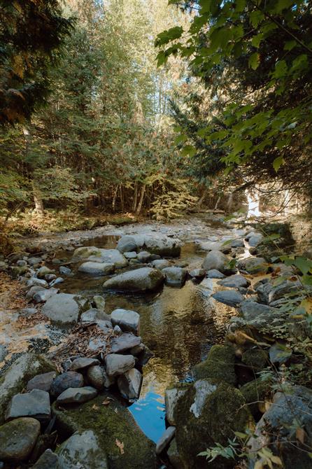 Relaxante rivière et chute longuant tout le site (&copy;Aux Pignons Rouges)