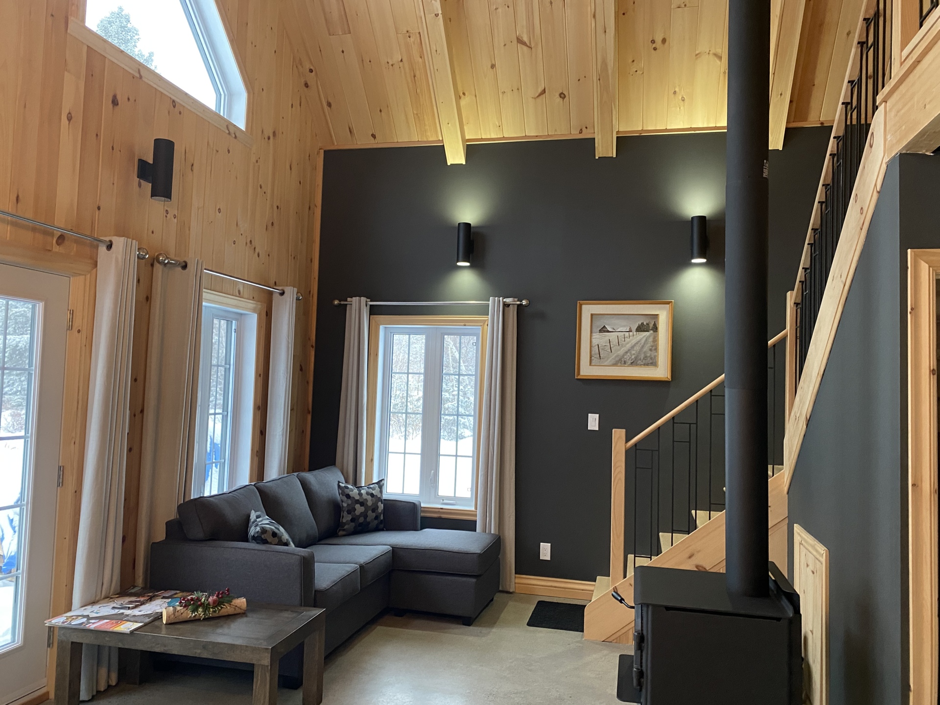 The living room in front of the fireplace