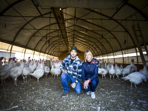 Angèle and David with the turkey farm