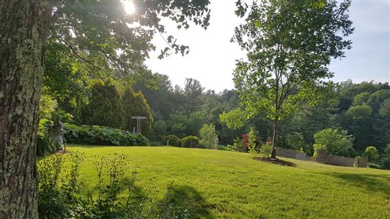 soleil couchant, vue du jardin en haut